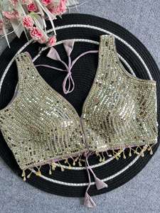 Designer Real Mirror Hand Work Party Wear Fully Stitched <b>Readymade</b> Soft Silk <b>Blouse</b> - Product Image 3