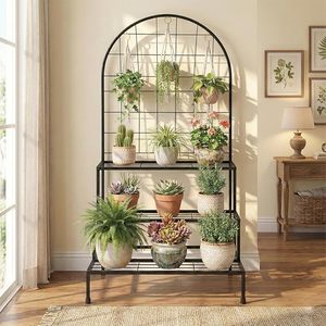Modern Metal Flower <b>Stand</b> With <b>Hanging</b> Grid And Three Shelves For Indoor Plants Home Decor - Product Image 6