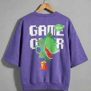 Camiseta Oversize de Lana Tejida Vintage de Alta Calidad y Camiseta de Manga Corta Estampada para Hombre, Colección Streetwear 2026, Nueva Colección Mixed Emotion - Product Image 1