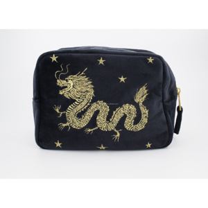 Bolso bordado a mano de terciopelo azul marino Excelente bolso informal Cremallera Tamaño personalizable Logotipo OEM ODM para uso en exteriores MOQ bajo - Product Image 1