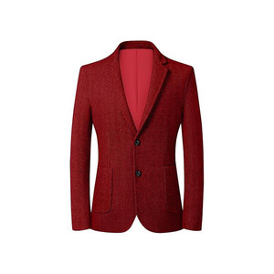 Men's <b>Red</b> <b>Wool</b> Blend Blazers British Style Notched Collar Single Breasted Regular Fit - Product Image 1