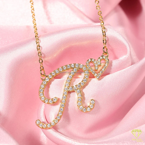 Luxury " S " <b>Letter</b> Pendant Necklace Heart Design Diamond Chain Jewelry For Women - Product Image 3