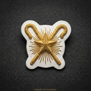 Badge brodé sur mesure en fil de velours blanc, emblème triangle et cercle dorés, fait main, patch maçonnique, insigne de blazer - Product Image 3