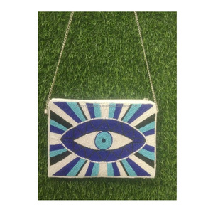 Elegante estilo bohemio para mujer, bolso de mensajero de lona hecho a mano, bolso de mano de noche con cuentas indias, bordado de sobre de fiesta - Product Image 2