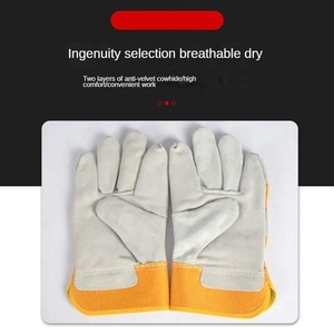 Gants de travail en cuir de vachette pleine fleur, protection robuste pour les mains, résistants à la chaleur et aux étincelles, gants de rigueur canadiens pour le jardinage domestique - Product Image 3