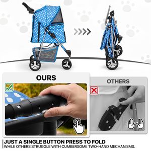 TH-PPS-069 Three Wheel <b>Pet</b> <b>Stroller</b> with Swivel Front Wheel and Large Mesh Cabin for Easy Outdoor Travel - Product Image 4