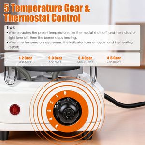 Quemador de Carbón Eléctrico de 500W para Hookahs, Compacto, con Control de Temperatura, Pinzas para Shisha Incluidas - Product Image 4