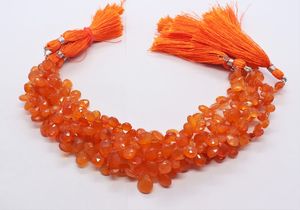 AAA Natural Carnelian Faceted Pear Shape Briolette 5x7-6x8MM Carnelian Beads 8 Inch Faceted Carnelian Pear Beads Strands Bulk - Product Image 5