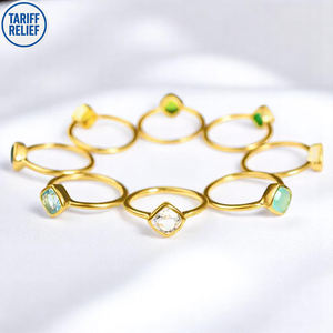 Anillo de Cianita con Corte Cojín, Plata de Ley 925, Chapado en Oro, Anillo Apilable para Mujer - Product Image 2