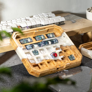 Portaplumas de resina epoxi con diseño de teclas de teclado, Portaplumas de resina con diseño de madera, Decoración artística de resina y madera, Regalo de aniversario, Portaplumas de resina verde, Regalo hecho a mano - Product Image 3