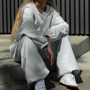 Ensembles de survêtements de sport d'été et d'automne de haute qualité, pull oversize ample, survêtements de jogging, ensembles de sweat-shirts à capuche et pantalons de jogging vierges - Product Image 1