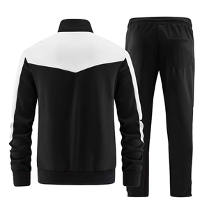 Ensemble de survêtement athlétique 2 pièces pour homme, coupe ajustée, avec poches zippées, en molleton, pour la détente - Product Image 2