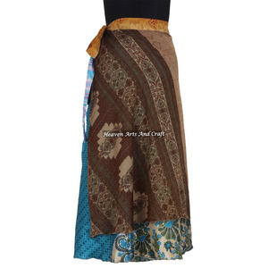 100 Ways to Wear Long <b>Wrap</b> <b>Skirt</b> 2 Layer Reversible Magic Silk Saris <b>Wrap</b> Long <b>Skirt</b> Sari <b>Wrap</b> Around <b>Skirt</b> Two Layer Printed - Product Image 1