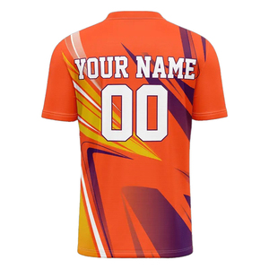 Maillot de football personnalisé sublimé unisexe col en V orange pour une protection solide contre l'humidité, coupe-vent et imperméable 100 % polyester court - Product Image 5
