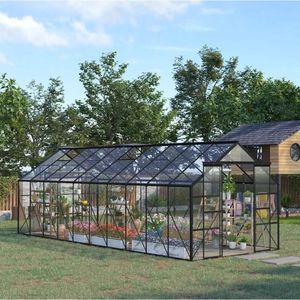 Kit Serra da Giardino con Tetto Scorrevole Regolabile 20 X 8, in Alluminio e Policarbonato, con Grondaia, Colore Verde - Product Image 2