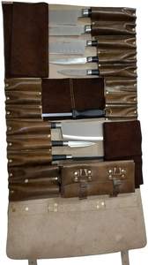 Étui à couteaux en cuir véritable, sac de rangement pour couteaux de chef, organiseur professionnel pour équipement culinaire, étui de protection pour voyage, anti-odeurs - Product Image 2