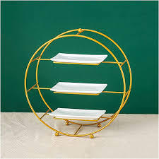 Élégant support à gâteau rond à 3 étages en or pour cupcakes, desserts, décoration de fête - Product Image 3