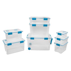 Contenitori e Scatole di Plastica da 20 Quarti, Contenitore Trasparente Resistente alle Intemperie con Coperchio a Chiusura, Blu, Confezione da 6 - Product Image 4