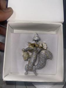 จี้รูปกระต่ายการ์ตูนประดับเพชรโมอิสซาไนต์แท้ เงินแท้ 925 ชุบทองสองสี สวยงาม เหมาะสำหรับงานปาร์ตี้ จี้ห้อยคอสุดหรู - Product Image 2