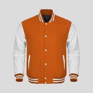 Wholesale Premium PU Leather Sleeve <b>Vintage</b> Reversible Canvas Waterproof Stand Collar Baseball Bomber <b>Varsity</b> <b>Jacket</b> for Men's - Product Image 4