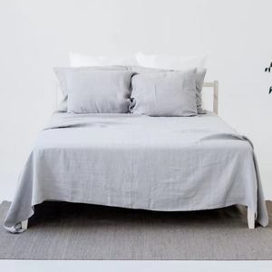 Parure de draps hôteliers pour maison et appartement, en lin uni, avec taies d'oreiller, toutes saisons - Product Image 1