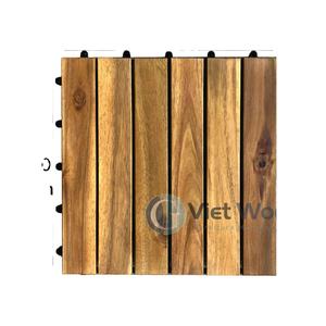 Viet Wood Eco-friendly Waterproof Anti-Slip Vietnam Acacia Wood <b>Interlocking</b> Outdoor Floor <b>Tiles</b> Contemporary Design Matt Finish - Product Image 4