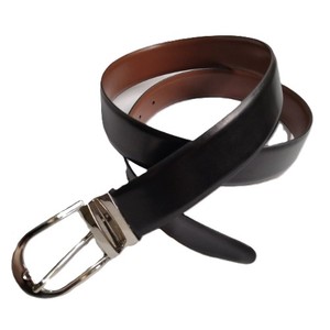 Deux ceintures à boucle double face réversibles en alliage, en cuir véritable noir et marron, taille personnalisée, accessoire vestimentaire pour événements formels - Product Image 1