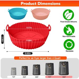 3 pièces de rechange pour friteuse à air, en silicone de qualité alimentaire B, réutilisables, résistantes à la chaleur 464F, pour casseroles et doublures en papier sulfurisé - Product Image 4
