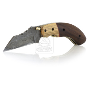 Wholesale Custom Handmade Damascus Deal DD-FK-755 Pocket Knife Rosewood Olive Wood Handle Outdoor Damascus Steel Clip Knife - Product Image 3