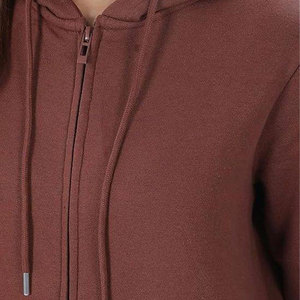 Fashion Women Winter Zip Up Hoodie Long Sleeve Solid Color Cotton Blend Lightweight Women Eco-Friendly Zip Up Sweatshirt Hoodie - Product Image 4