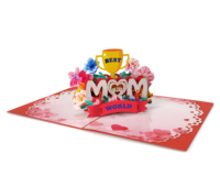 Tarjeta de felicitación 3D con diseño floral para el Día de la Madre, la mejor mamá del mundo, con sobre y nota