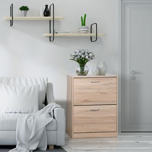 Armadio per scarpe in legno bianco per ingresso 20.94x9.45x43.11 pollici con 2 porte ribaltabili scarpiere - Product Image 1