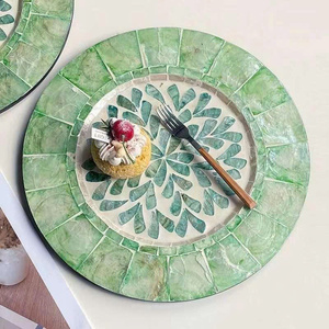 <b>Mother</b> of Pearl decorative charging plate, decorative plate for display, seashell inlay, wood charging plate for dining. - Product Image 4