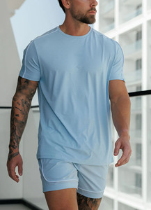 Ensemble t-shirt et short pour homme, style décontracté et sport, avec logo personnalisé, tissu respirant, 2 pièces, ensemble été, vêtements de sport pour homme - Product Image 5