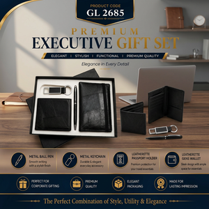 Executive Corporate Gift Set with Leatherette Passport Holder <b>Wallet</b> <b>Metal</b> Ball Pen and Keychain for Business Office Gifting - Product Image 2