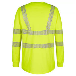 Chemise de travail haute visibilité pour hommes en jersey coton-poly, manches longues, tissu respirant mélangé, bandes réfléchissantes multi-zones, vêtement de sécurité pour usine - Product Image 5