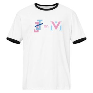 T-shirt unisexe blanc à col rond avec bordure contrastante, décontracté, pour tous les jours, doux, confortable, style rétro, tendance - Product Image 1