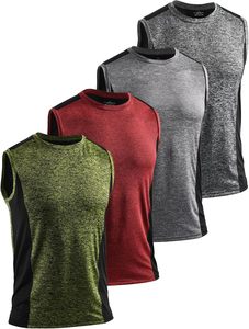 Camiseta sin Mangas para Hombre, Cuello Redondo, Tejida, de Secado Rápido, Color Sólido, Deportiva, Verde, Morado, Azul, Gris, Poliéster - Product Image 3