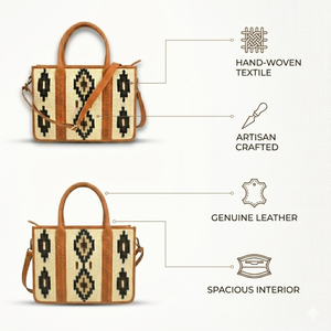 Hand Woven Saddle Blanket Laptop <b>Work</b> <b>Bag</b> Genuine Leather Cowhide Office Tote Handbag | Women Shoulder <b>Bag</b> India Export Premium - Product Image 2