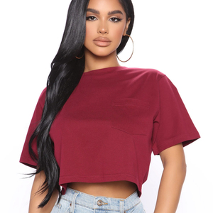 T-shirt court respirant uni pour femme, coupe ample, à séchage rapide, style streetwear décontracté d'été, manches courtes, col rond - Product Image 1