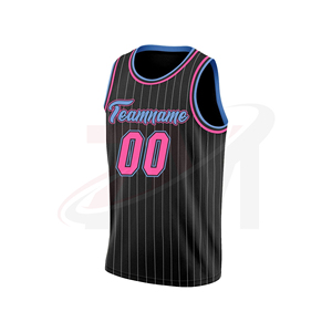 Camiseta de Baloncesto Sublimada Personalizada, Negra con Rayas Rosas, Unisex, Transpirable, 100% Poliéster, para Adultos - Product Image 2