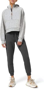 Women Zip up Crop Hoodie Fleece Lined Collar Pullover Quarter Zipper Hooded Sweatshirt Long Sleeve Cropped Hoodie <b>Thumb</b> <b>Hole</b> - Product Image 6