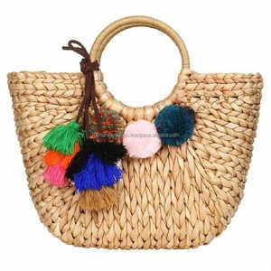 Nueva Colección de Bolsos de Paja Estilo Boho para Viaje, Bolsos de Playa Hechos a Mano, Bolsos de Jacinto de Agua para Uso Diario, Moda Tropical - Product Image 2