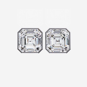Pendientes de Diamante Cultivado en Laboratorio con Corte Asscher de 1 Quilate, Oro Rosa de 14K, Engaste de Bisel Cuadrado, Joyería Nupcial Minimalista IGI - Product Image 1