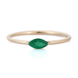 14K Emerald Precious Gold Inlay Gemstone Ring - Product Image 1