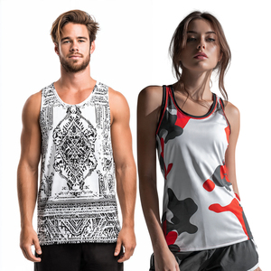 Camisetas sin mangas deportivas con estampado por transferencia térmica de fútbol para hombre y mujer, tops de algodón 100% de secado rápido para correr y entrenar - Product Image 1