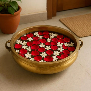 Beautiful Metal <b>Candle</b> Bowl With <b>Floating</b> Flower & <b>Candle</b> Design For Festive Decoration And Inviting Lighting Experience - Product Image 1