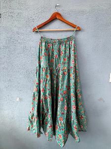 Embrace effortless bohemian charm with this teal <b>floral</b> tiered <b>long</b> <b>skirt</b> Crafted from soft breathable fabric - Product Image 2