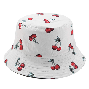 Chapeau Bob Unisexe Imprimé Cerises Printemps-Été Décontracté pour Adulte Motif Fruits Style Popeline Polyester - Product Image 1