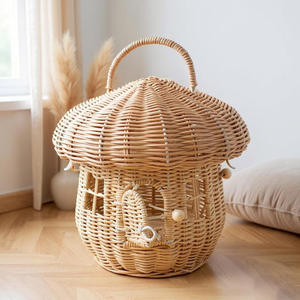 Accesorios para bebés, bolsos de juguete de ratán natural, cestas de almacenamiento para niños, cestas con forma de casa de setas - Product Image 6